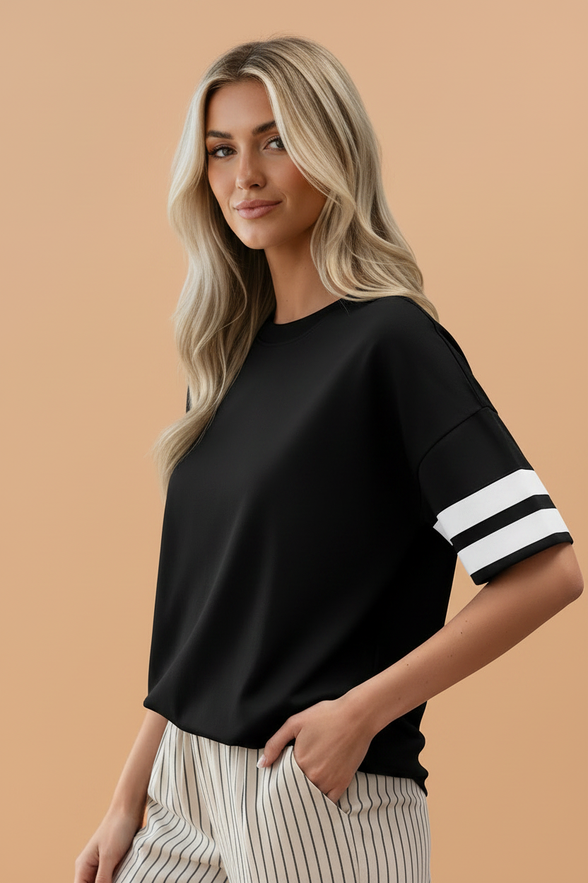 Varsity Stripe Crew Neck Short Sleeve T-Shirt