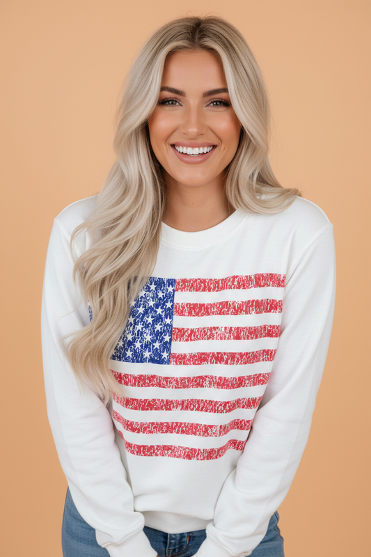 American Flag Graphic Drop Shoulder Sweatshirt