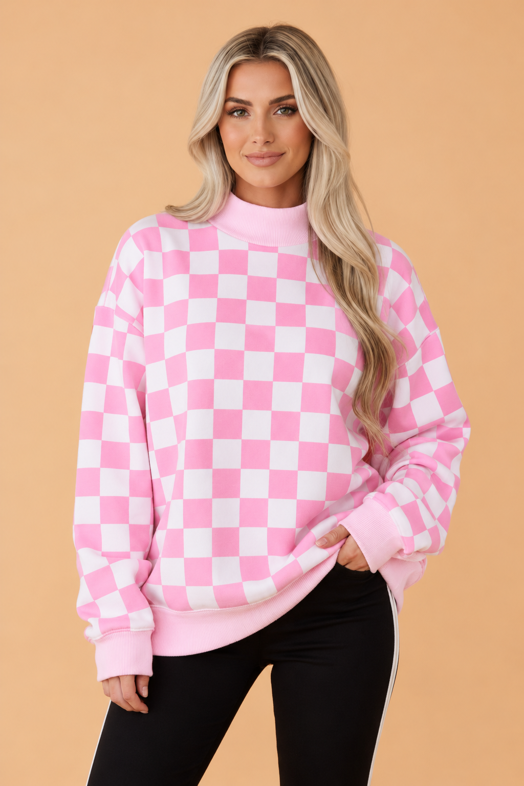 GAMEDAY Checker Reversible Mock Neck Sweatshirt