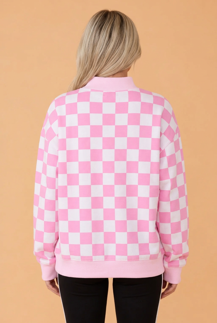 GAMEDAY Checker Reversible Mock Neck Sweatshirt