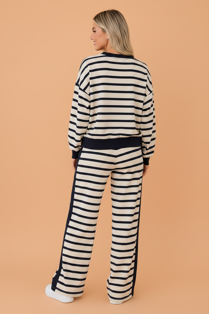 Stripe Colorblock Long Sleeve Top & Pants Set
