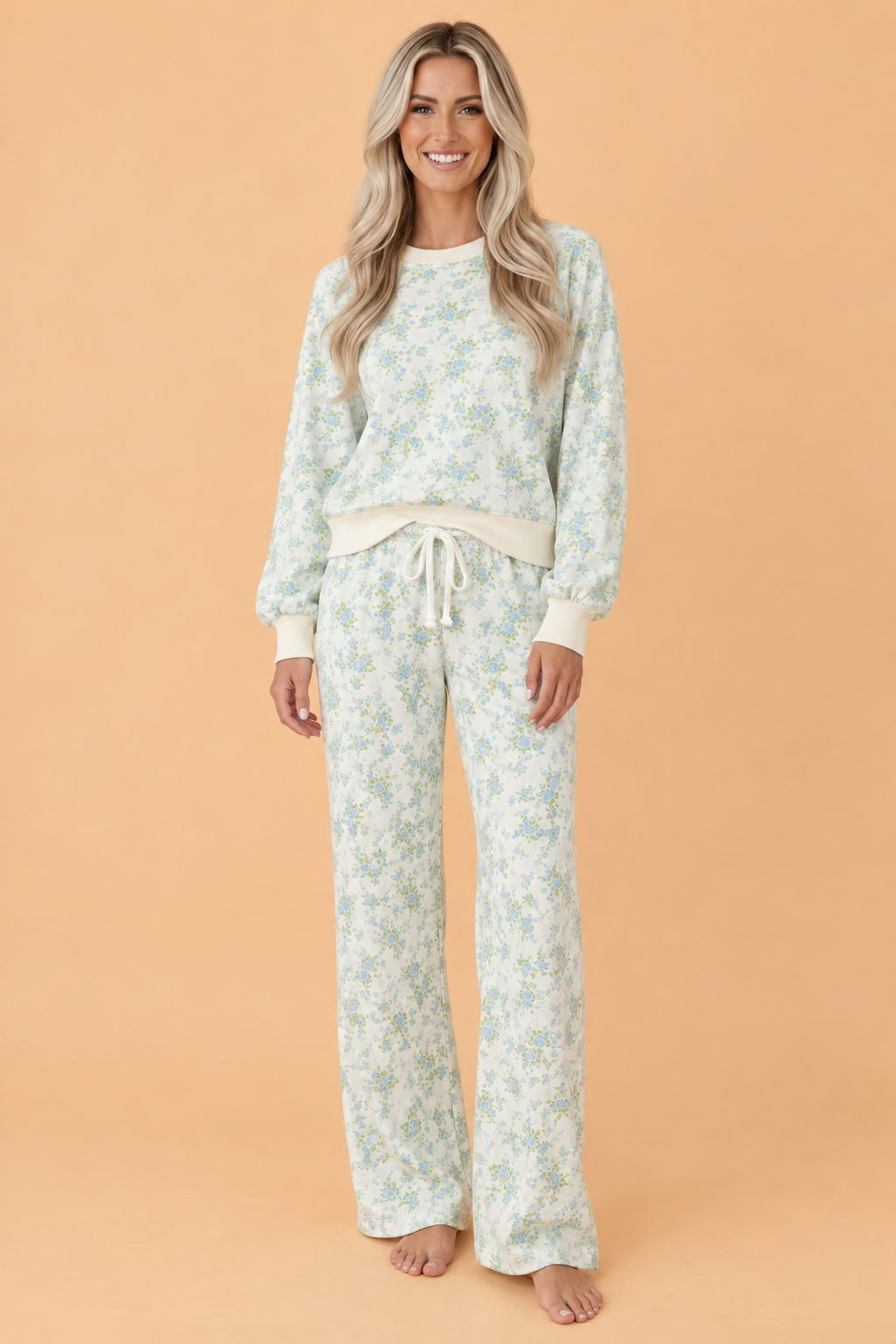 Floral Long Sleeve Top & Wide Leg Pants Set