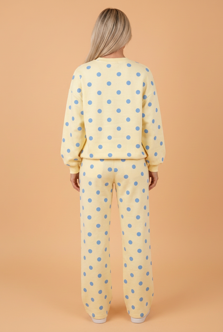 Polka Dot Puff Sleeve Top & Pants Set