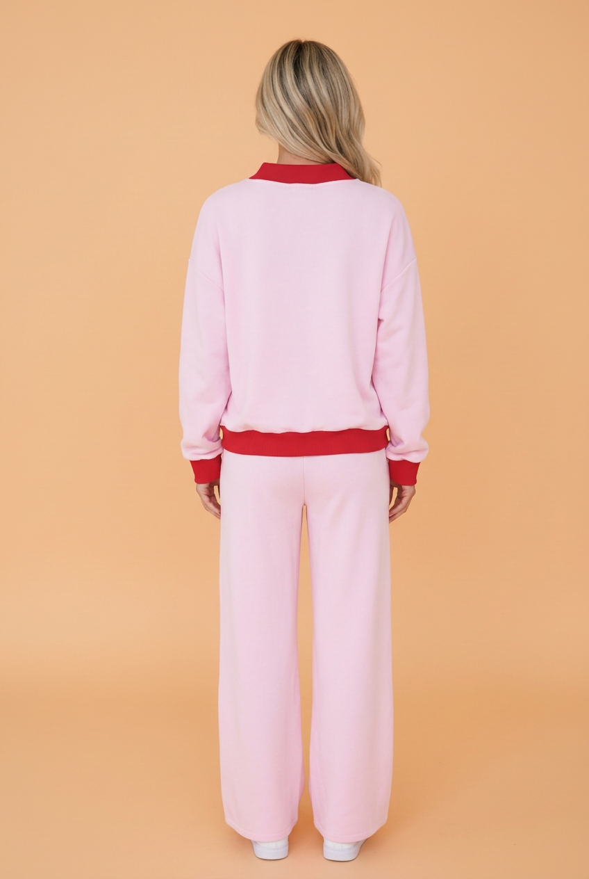 Colorblock Pullover Top & Drawstring Pants Set