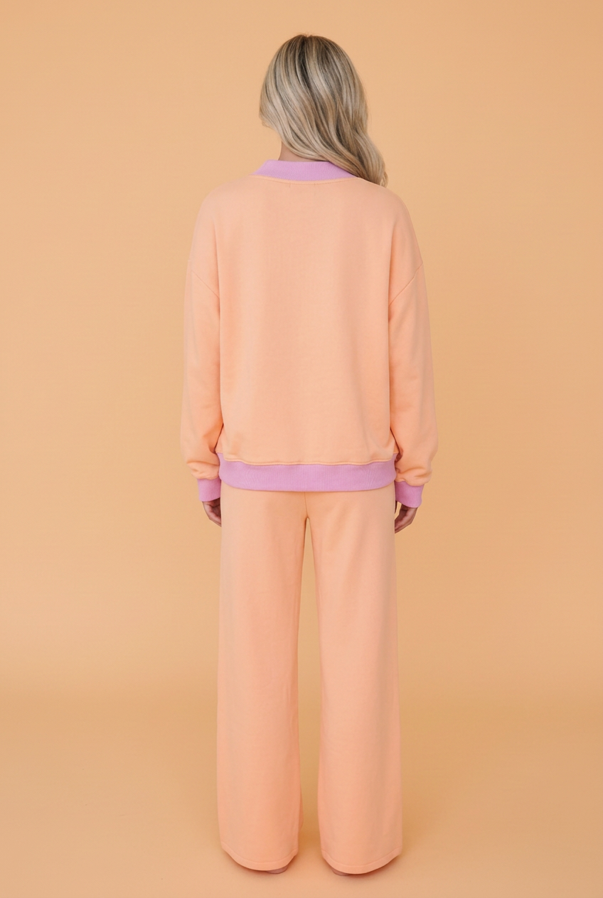 Colorblock Pullover Top & Drawstring Pants Set