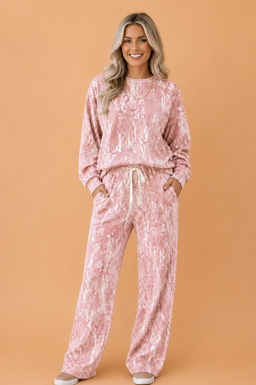 Floral Camo Sweatshirt & Drawstring Pants Set