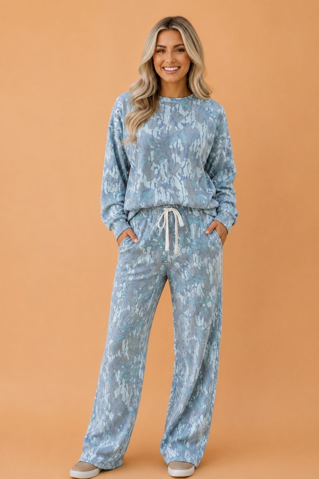Floral Camo Sweatshirt & Drawstring Pants Set