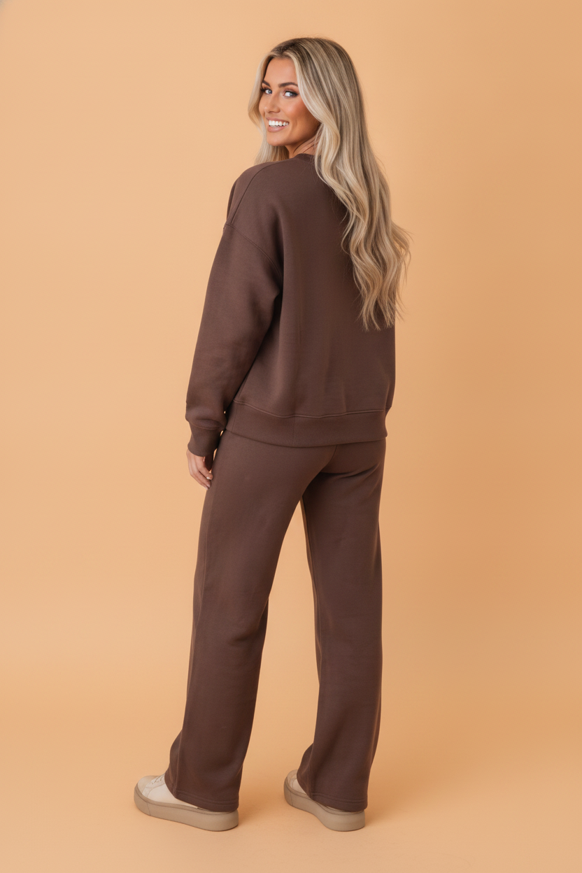 Solid Mock Neck Sweatshirt & Drawstring Pants Set