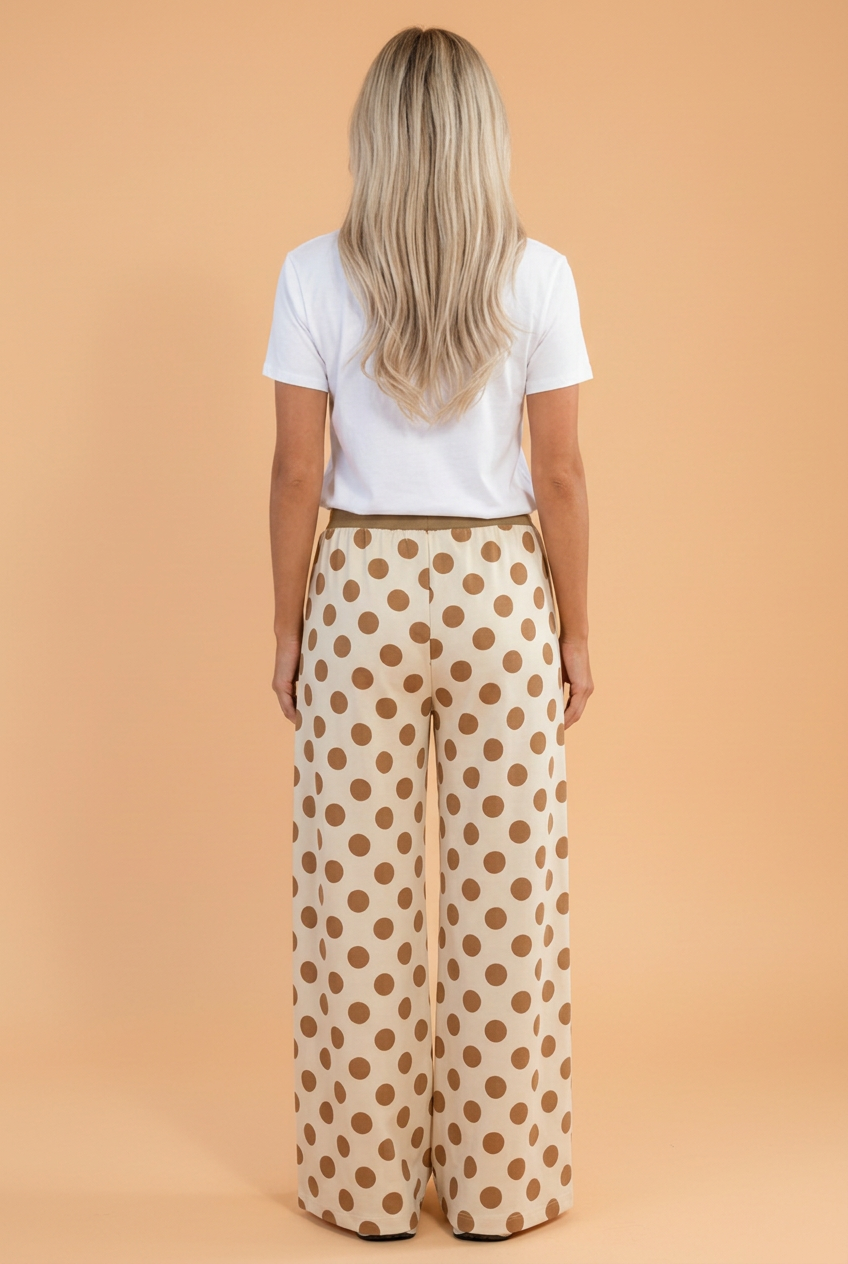 Polka Dot Drawstring High Waist Wide Leg Pants