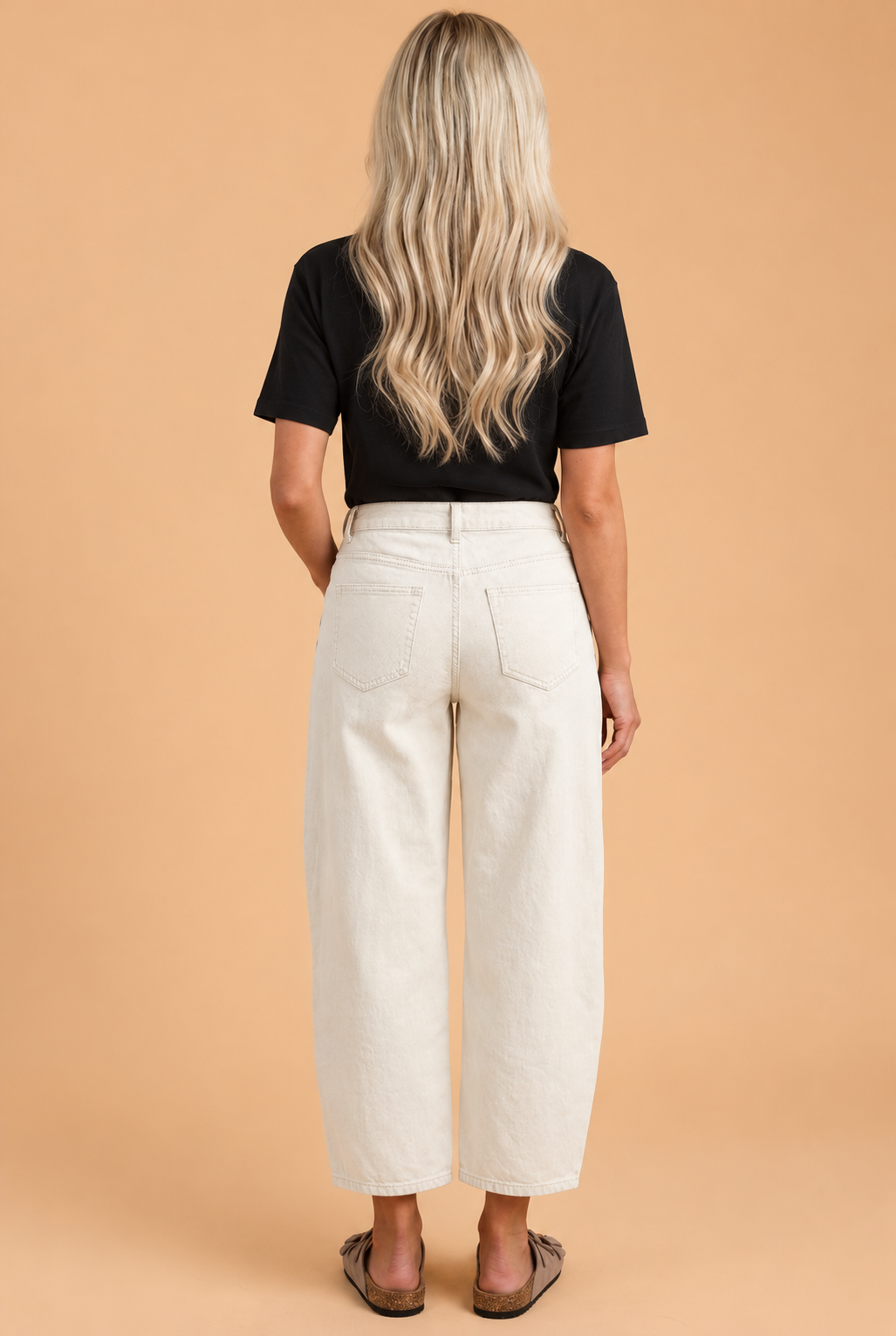 Solid Patch Pocket Ankle Length Barrel Jeans