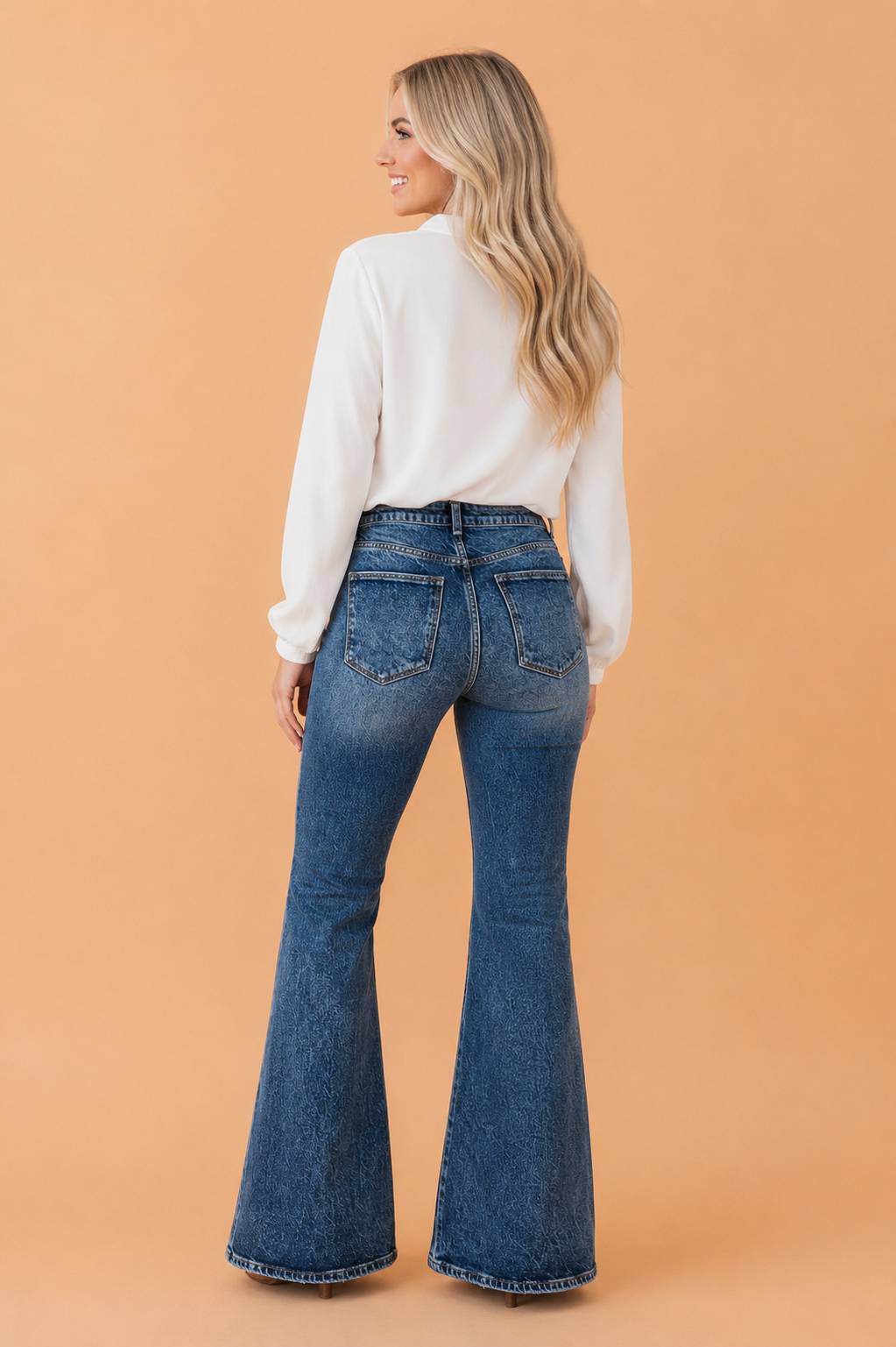 Acid Wash Denim High Waist Flare Jeans
