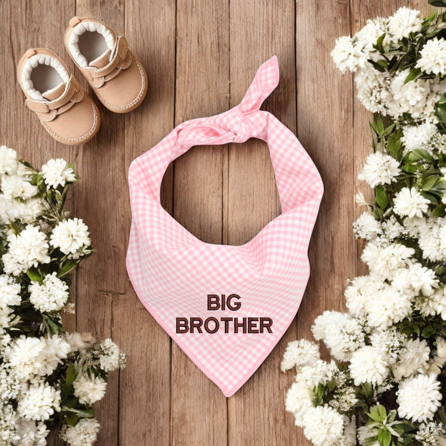 BIG BROTHER DOG BANDANA | PINK GINGHAM
