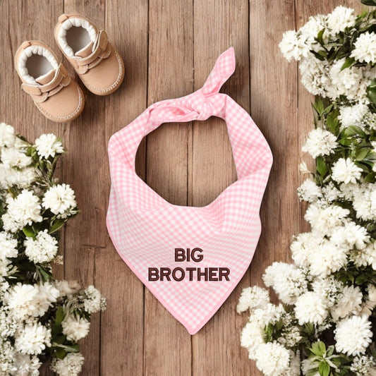 BIG BROTHER DOG BANDANA | PINK GINGHAM