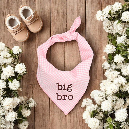 Big Bro DOG BANDANA | PINK GINGHAM