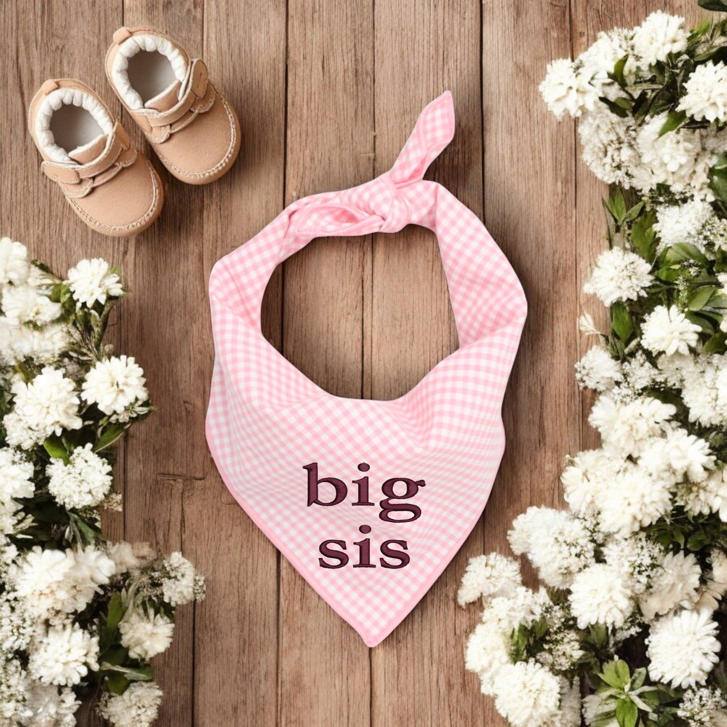 BIG SIS DOG BANDANA | PINK GINGHAM