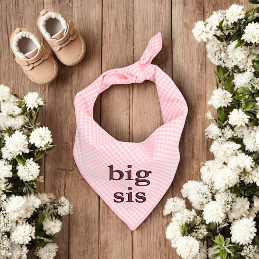 BIG SIS DOG BANDANA | PINK GINGHAM