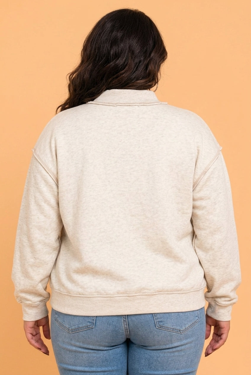 Plus Size JESUS/FAITH Letter Print Mock Neck Sweatshirt