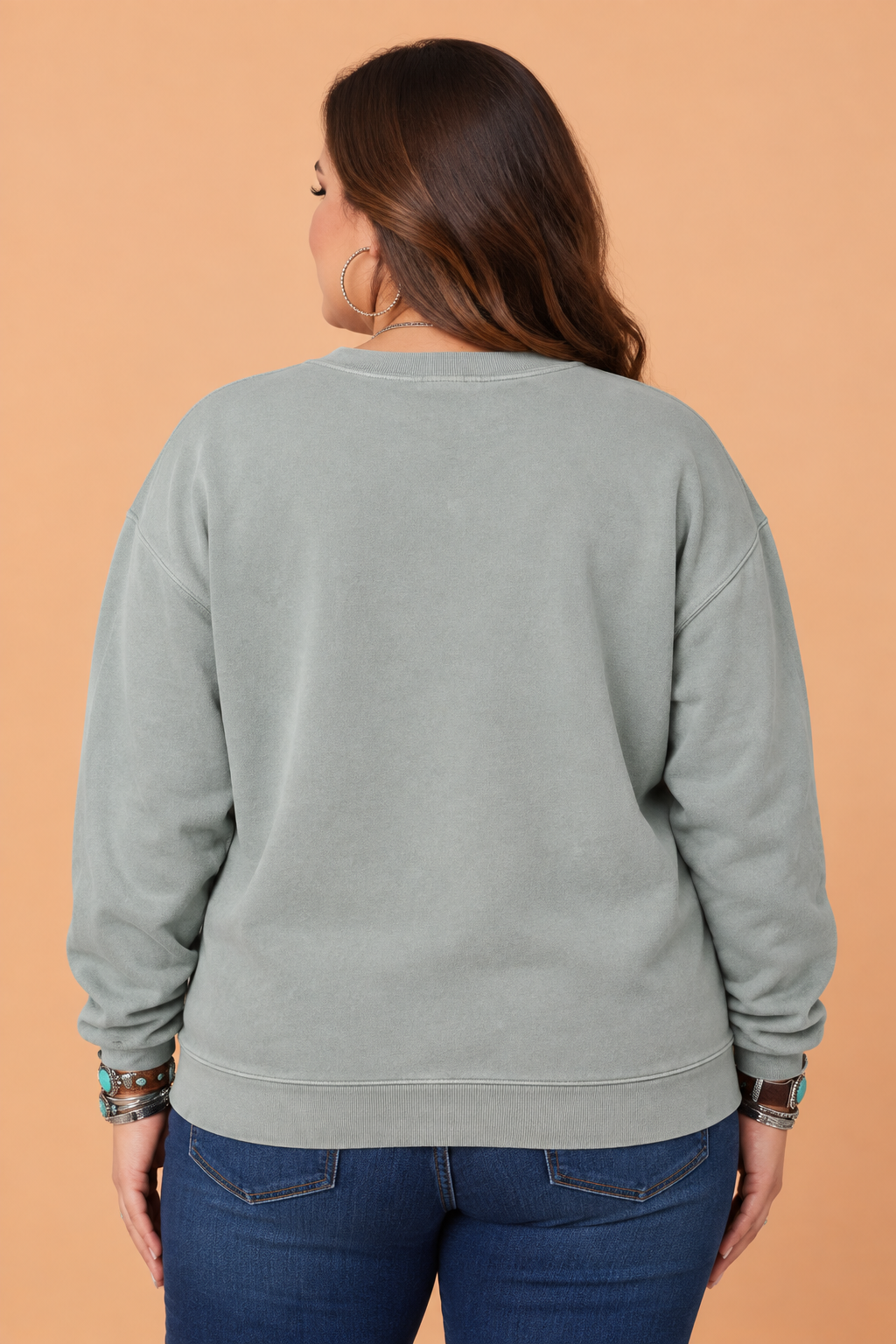 Plus Size PRAY Embroidered Patchwork Drop Shoulder Sweatshirt