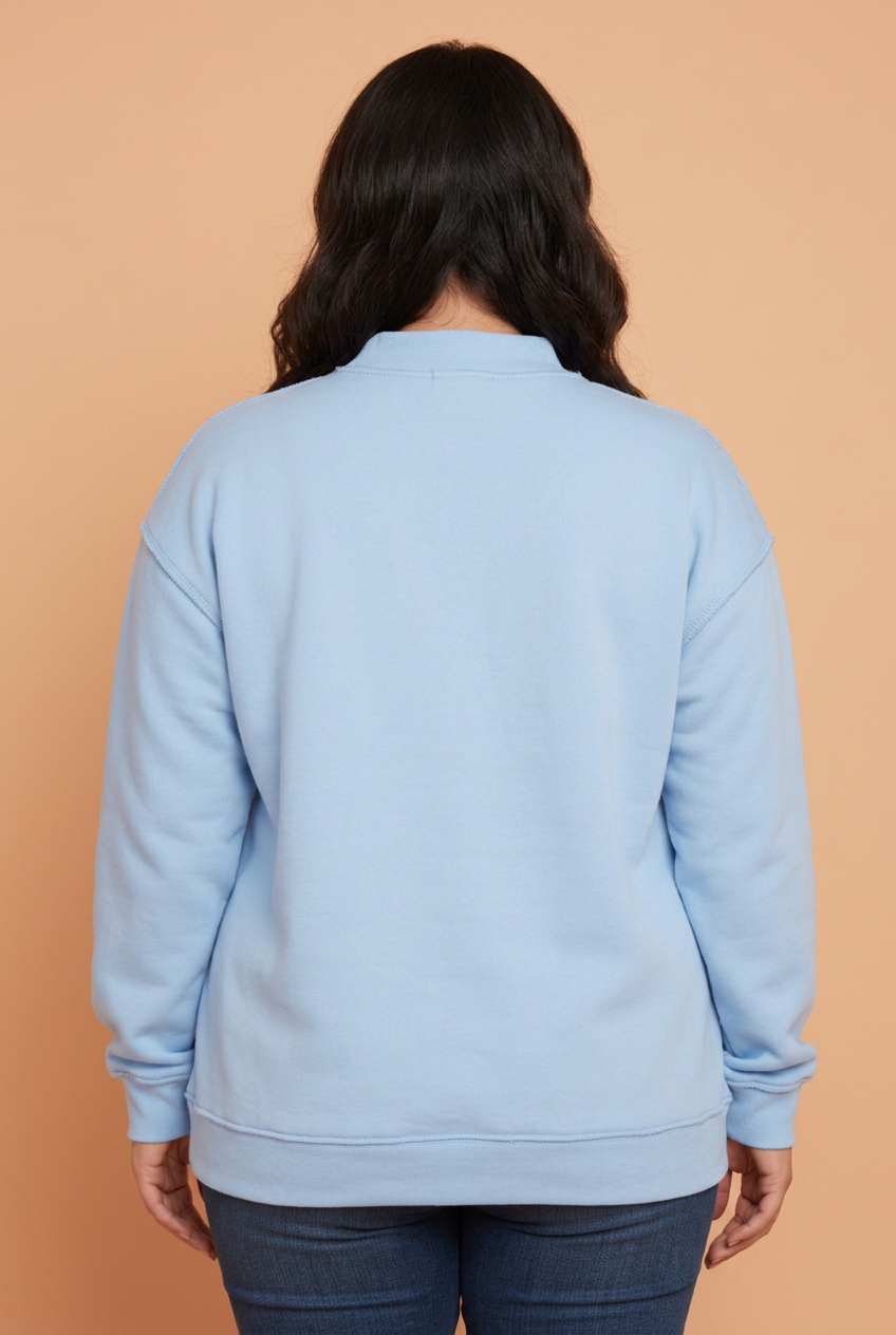 Plus Size Jesus Saves Letter Print Mock Neck Sweatshirt
