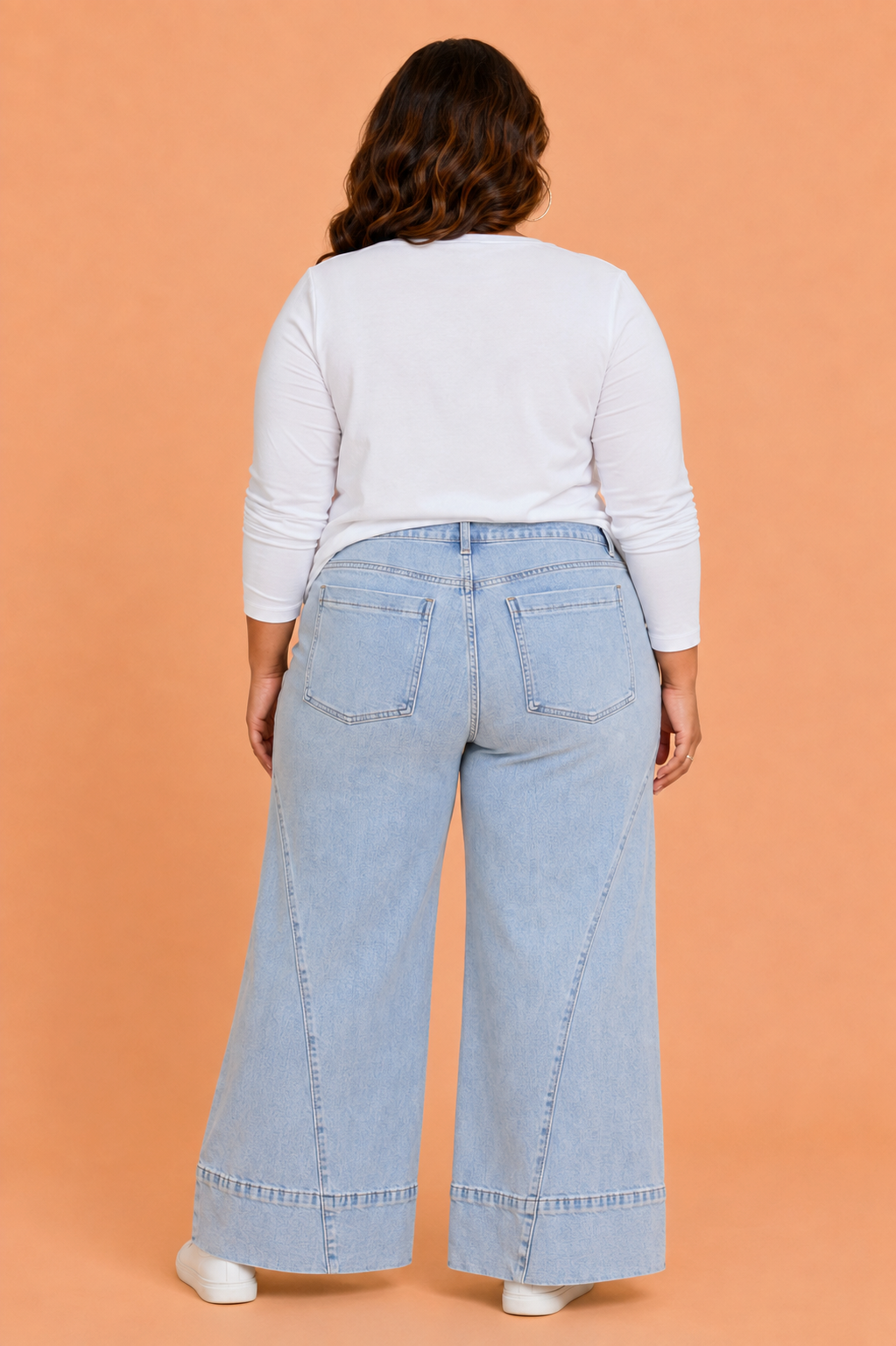 Plus Size Diagonal Seam High Waist Straight Leg Jeans