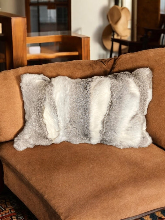 Grey & White Rabbit Lumber Pillow