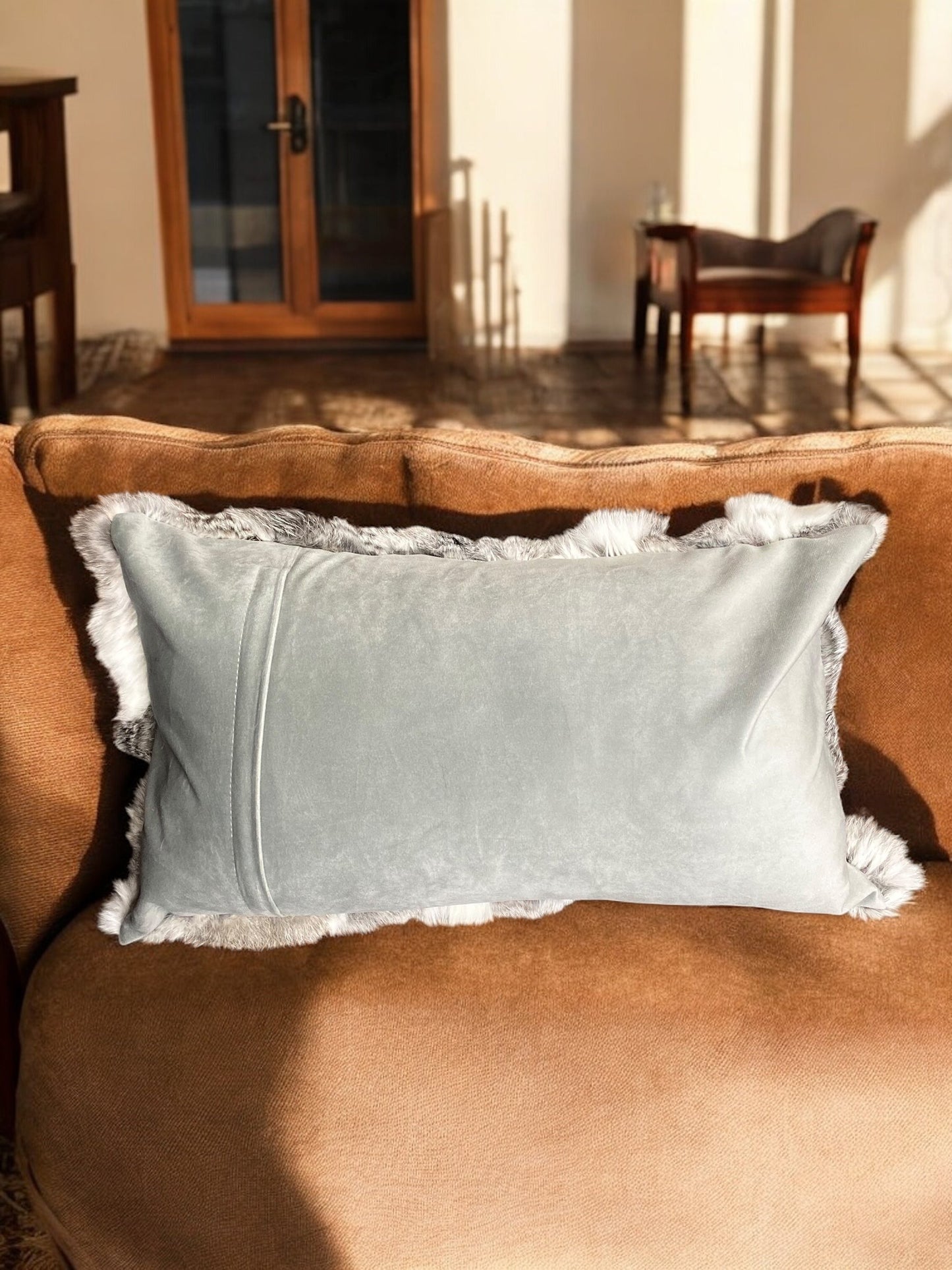 Grey & White Rabbit Lumber Pillow