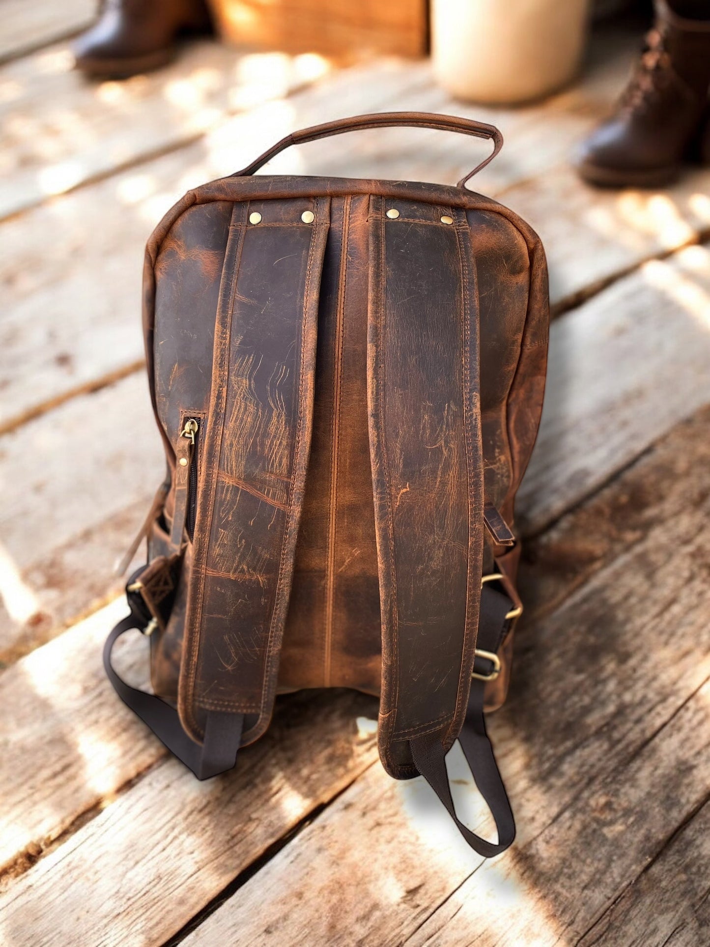 Cowhide Rustic Leather Backpack