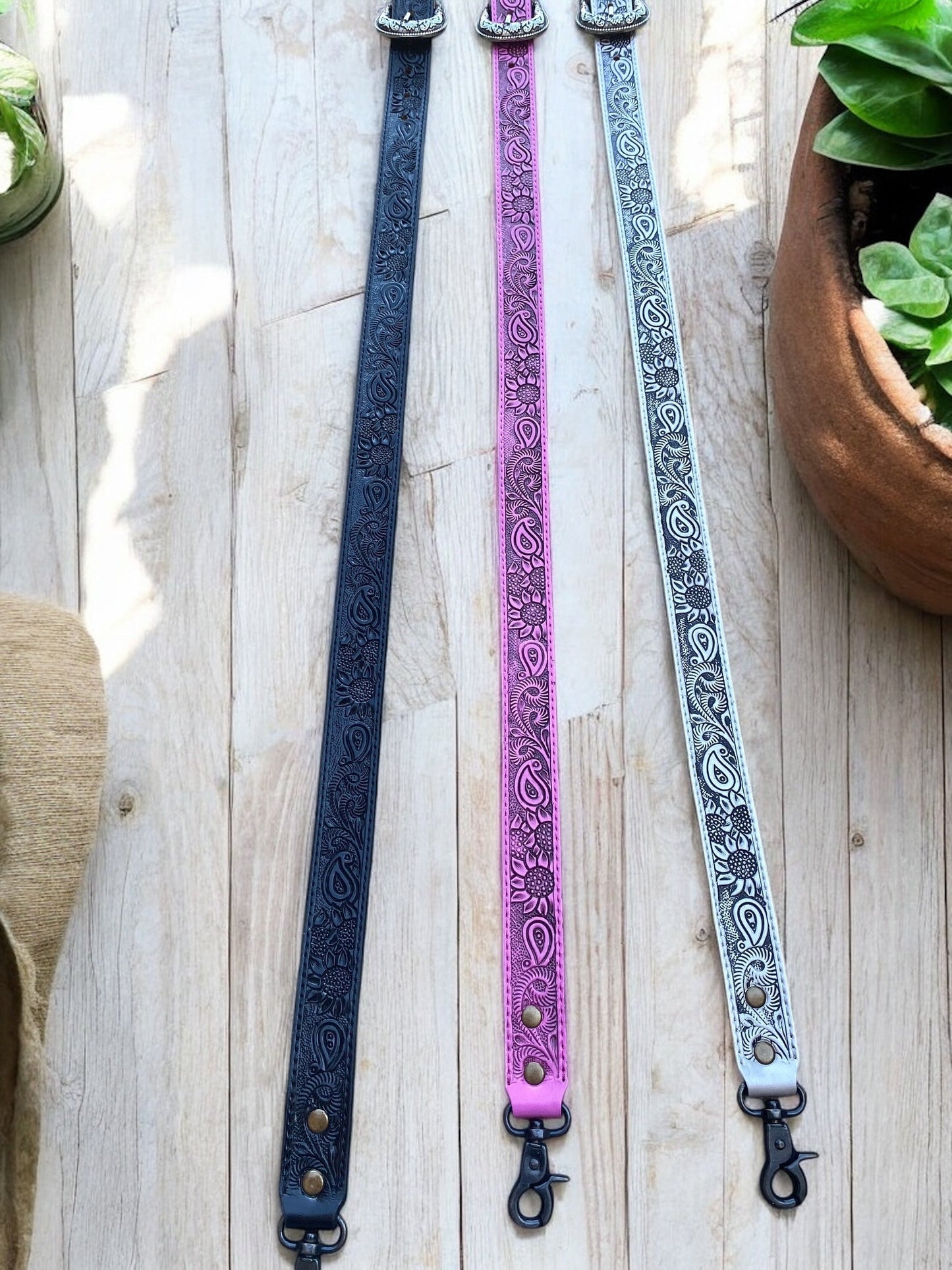Tooled Leather Shoulder Straps