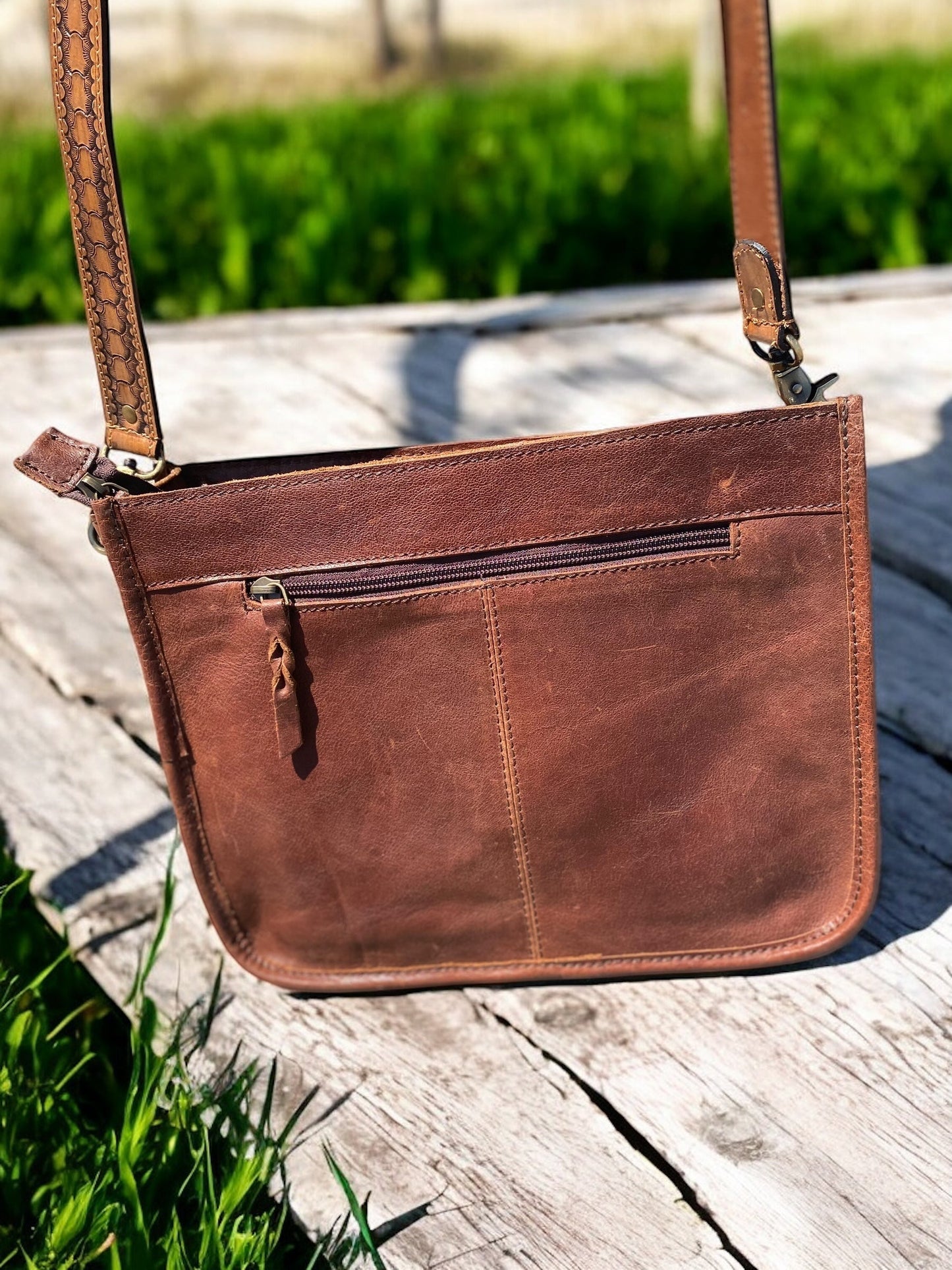 Highland Cow Tooled Leather Crossbody
