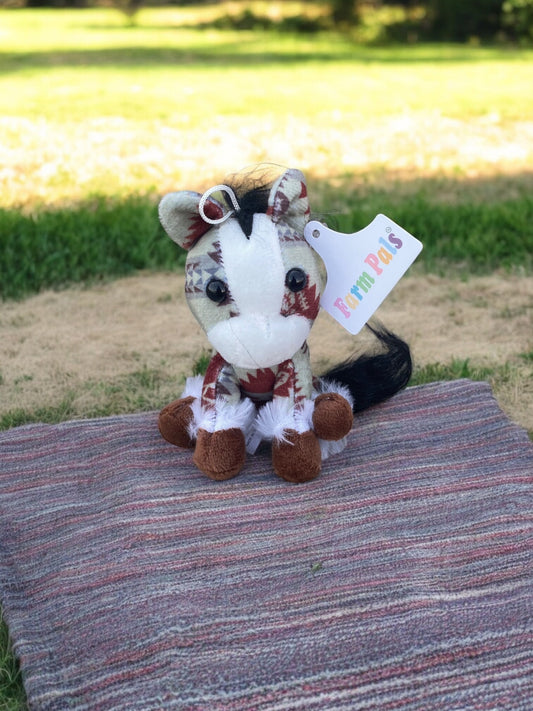 Mini Farm Pal Plush Toy - Green & Red Horse