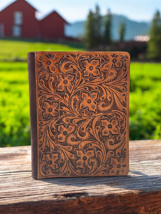 Tooled Leather Floral Planner
