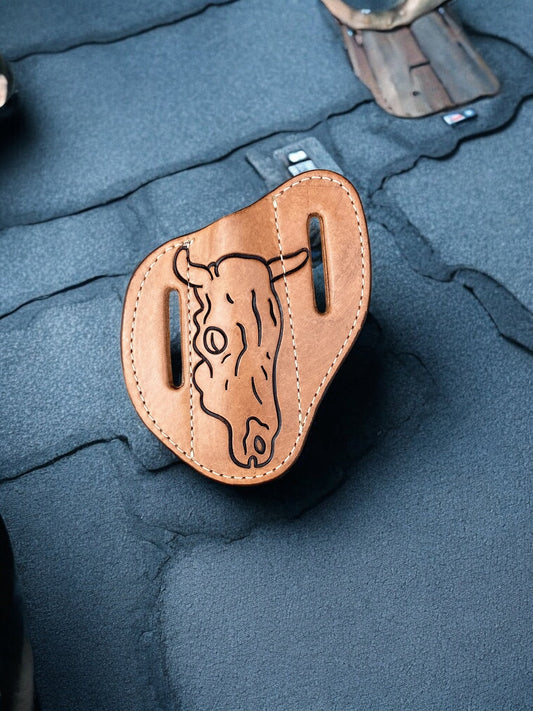 Tooled Leather Sheeth Skull