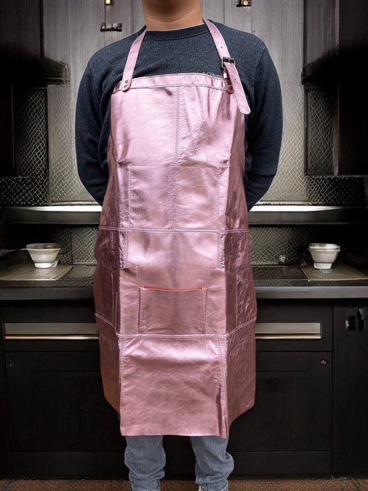 Pink Foil Leather Apron