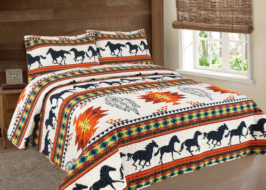 Running Horses Southwest inspired 3pc Quilt