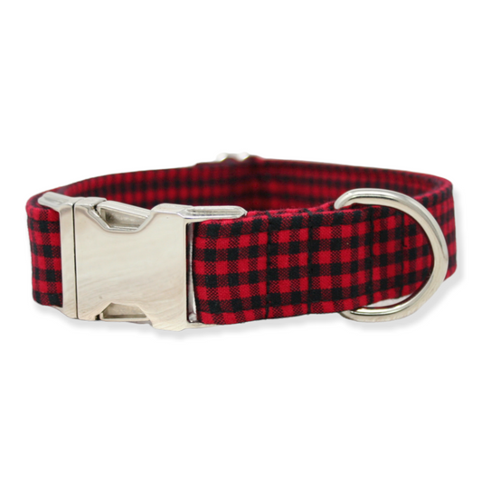 Buffalo Plaid Dog Collar Black & Red