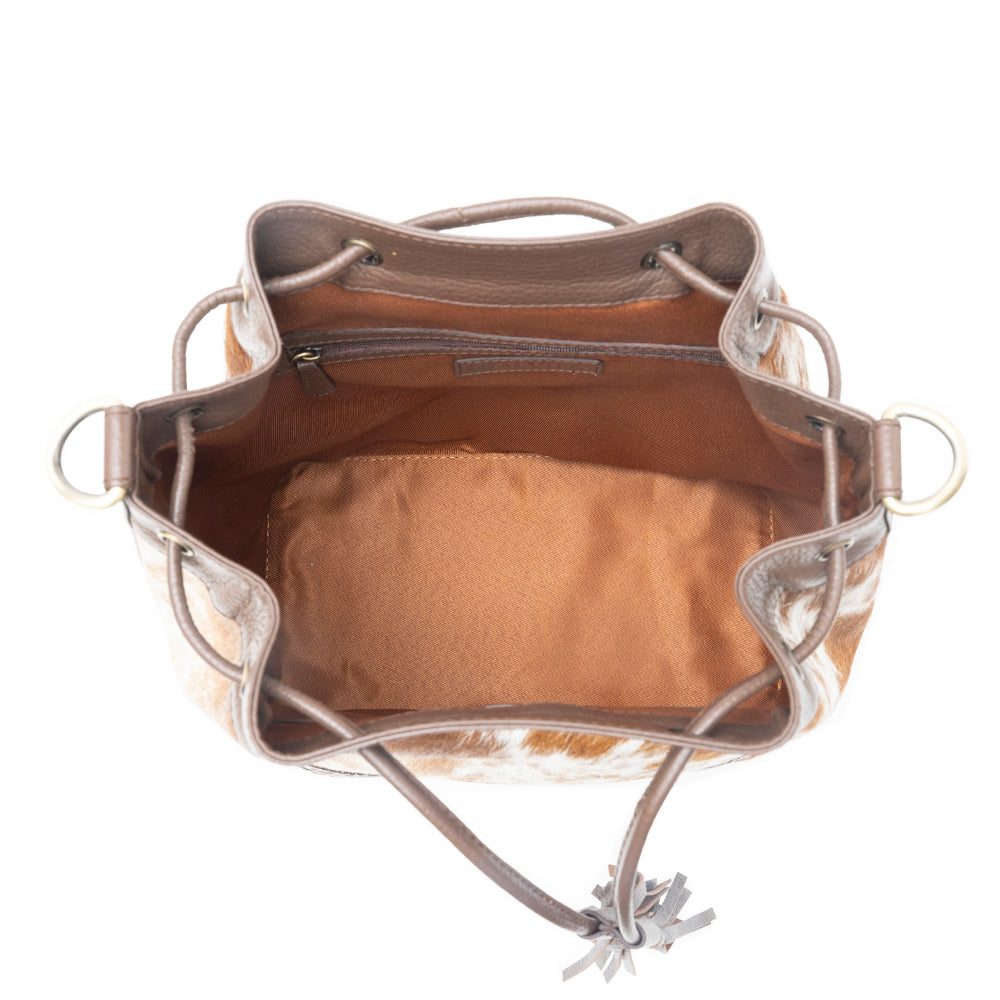 Rustlerâ€™s Charm Handtooled Bucket Bag in Brown