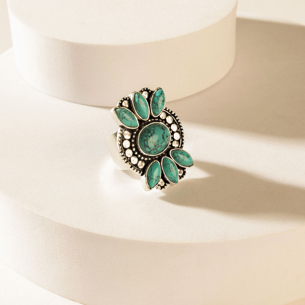 Myra The Wildhalo Ring in Prairie Teal