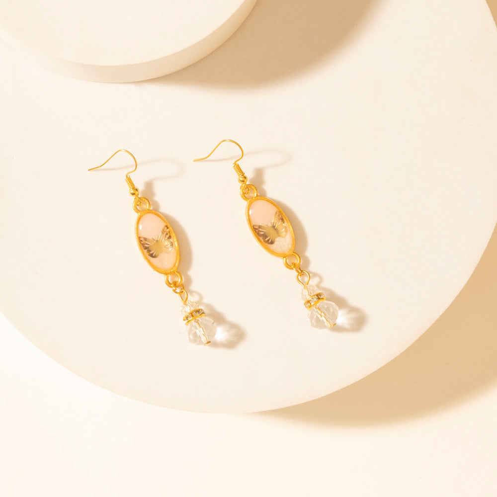Myra Honey Crystal Dangle Earrings in Dawn Blush