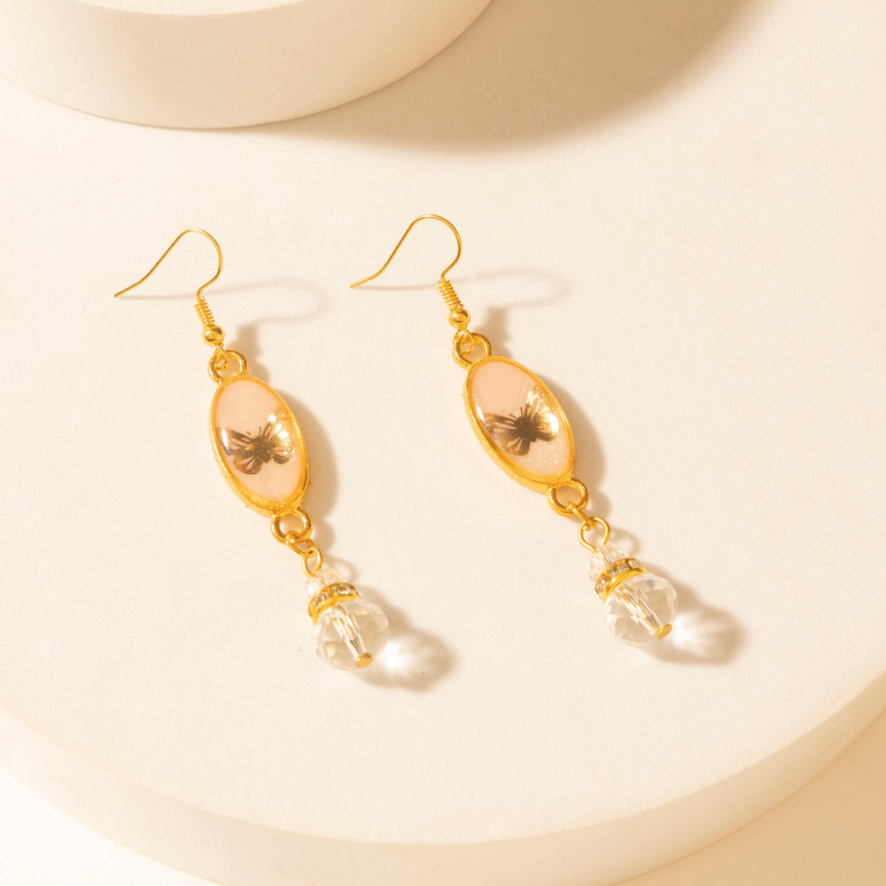 Myra Honey Crystal Dangle Earrings in Dawn Blush