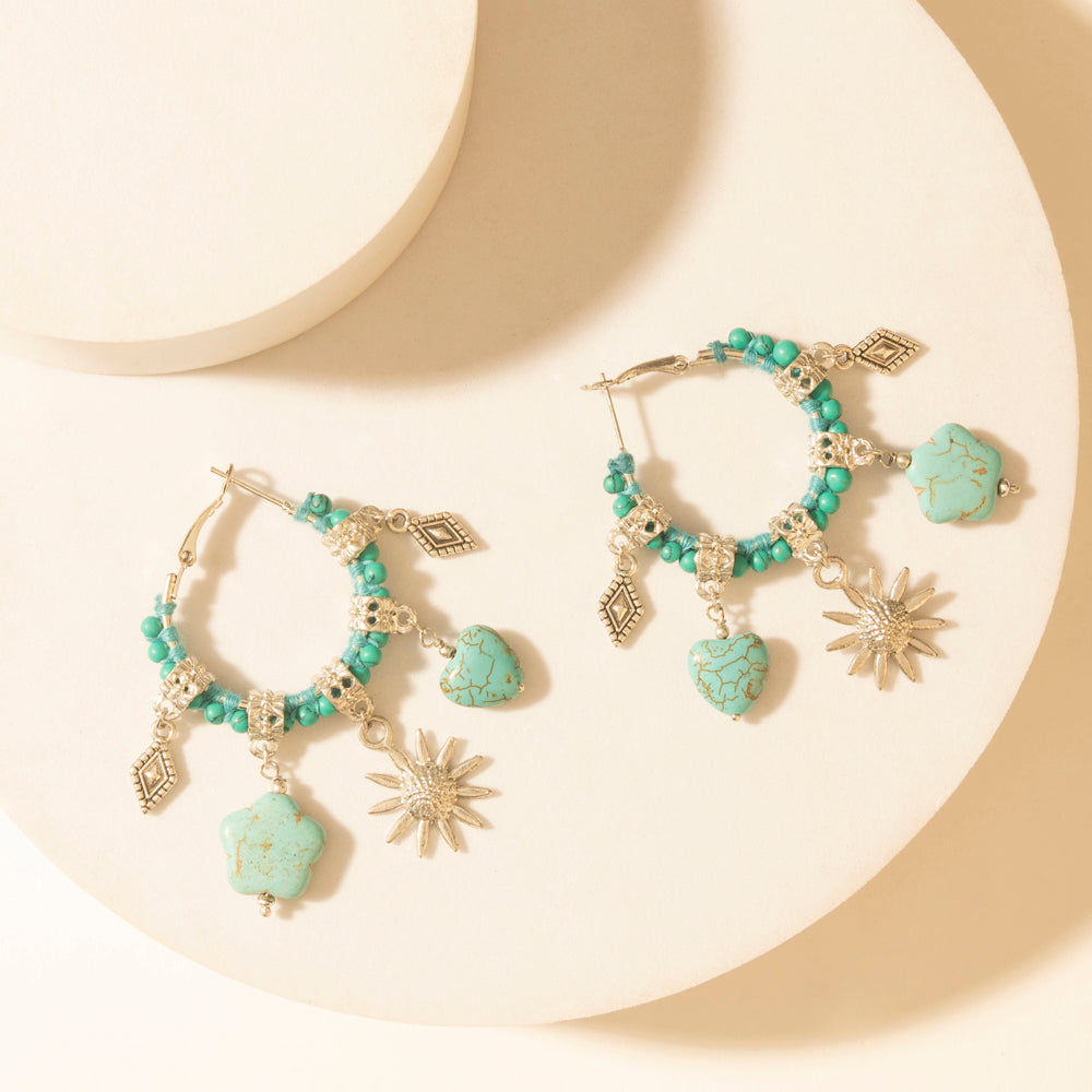 Myra Sunchrome Charm Hoop Earrings in Bloom Blue