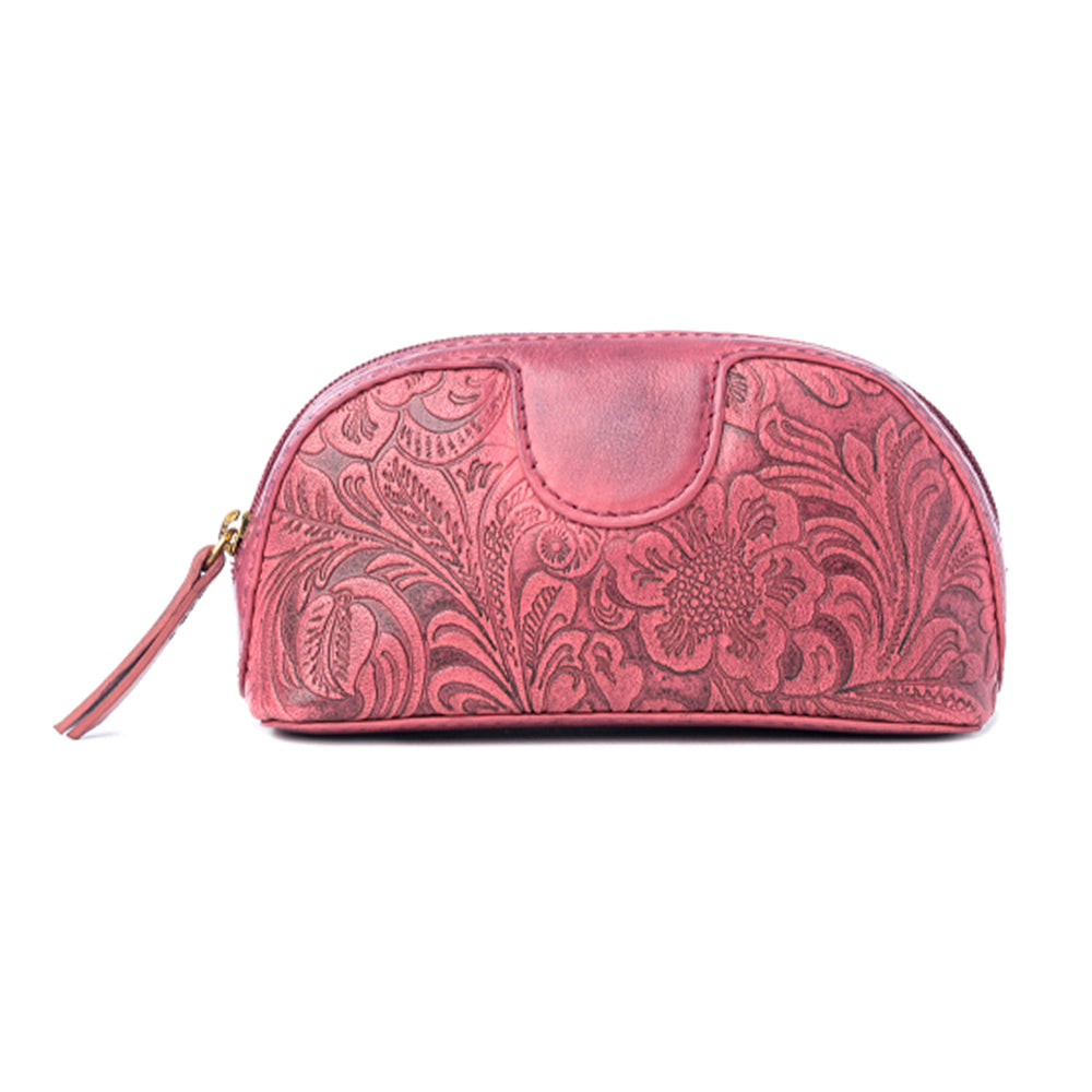 Myra Rosewood Embossed Leather Multi-pouch in Prairie Pink