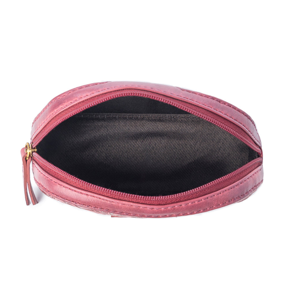 Myra Rosewood Embossed Leather Multi-pouch in Prairie Pink