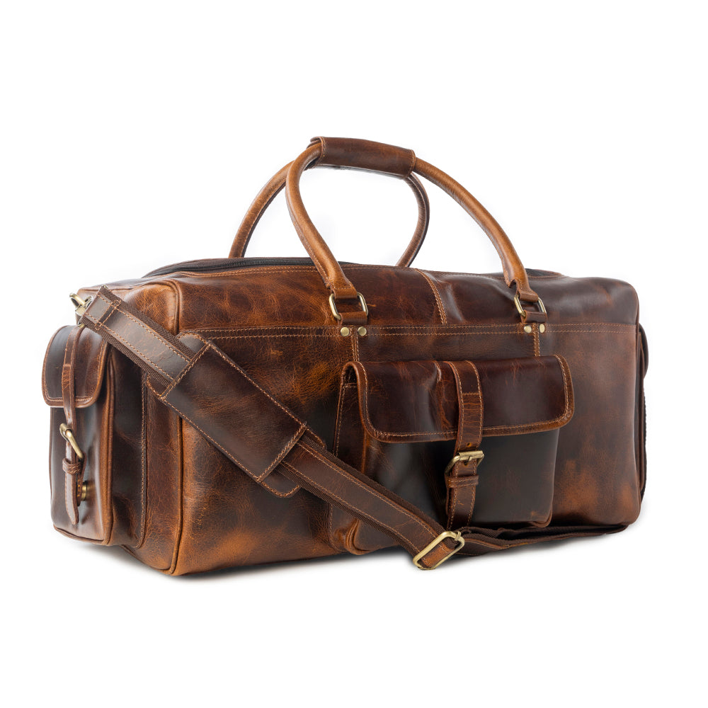 Myra Dakota Voyager Leather Traveller Bag in Smoked Walnut