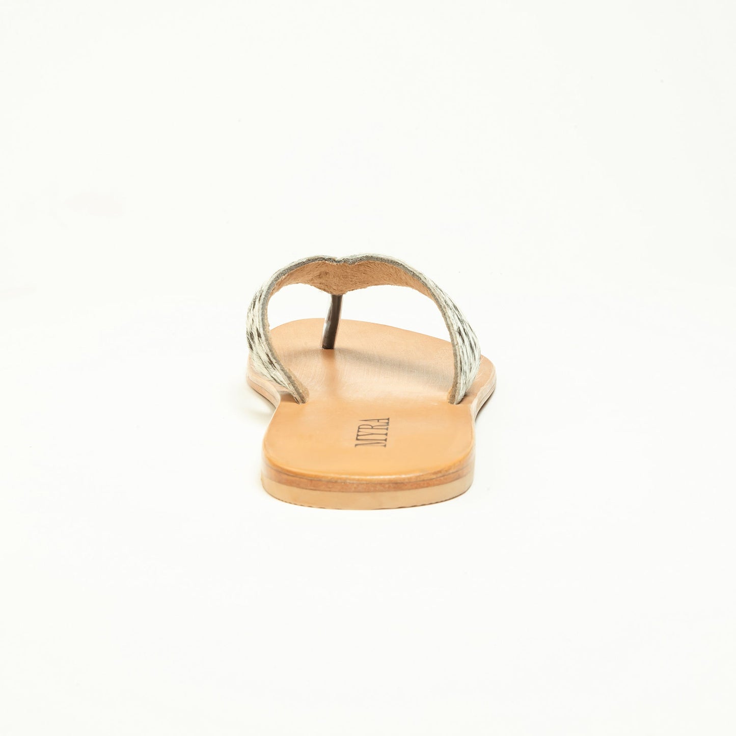 Myra Echo Valley Hairon Leather Sandals in Spotted Ivory