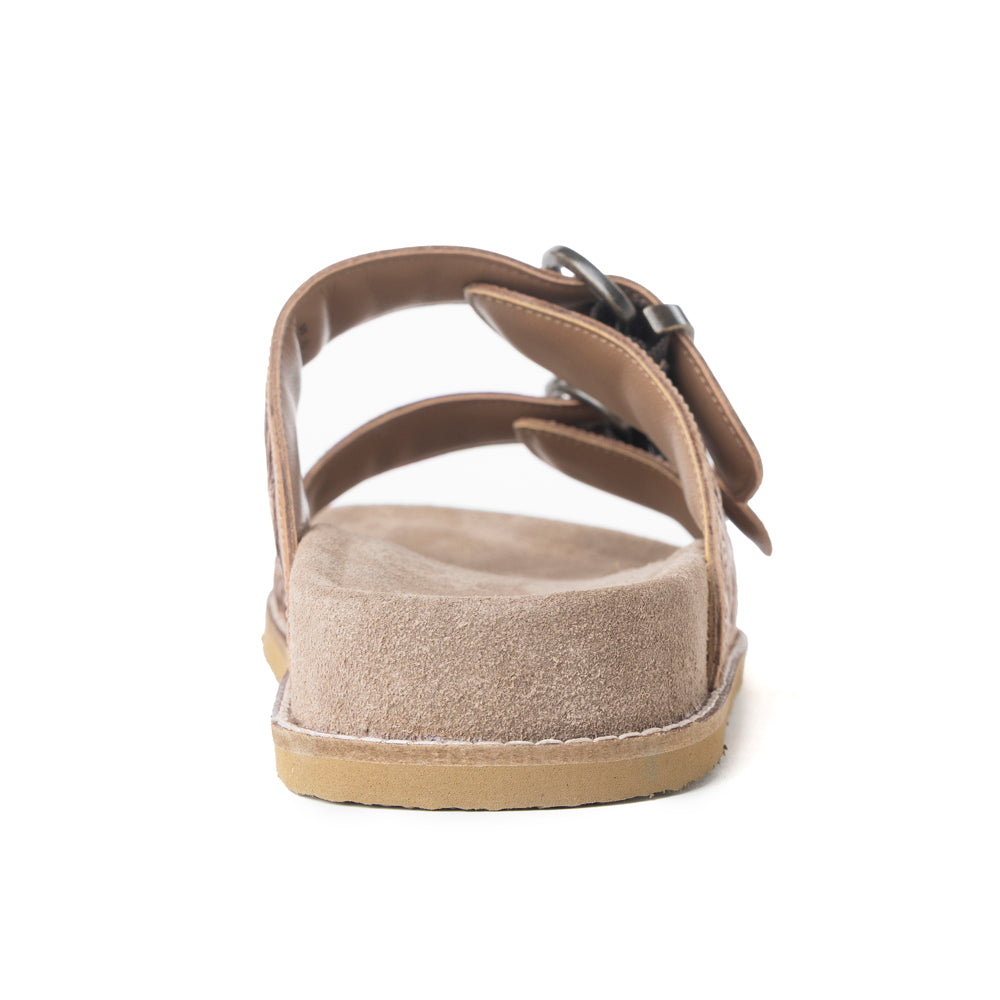 Myra Willow Bloom Handtooled Leather Sandals in Ashen Brown