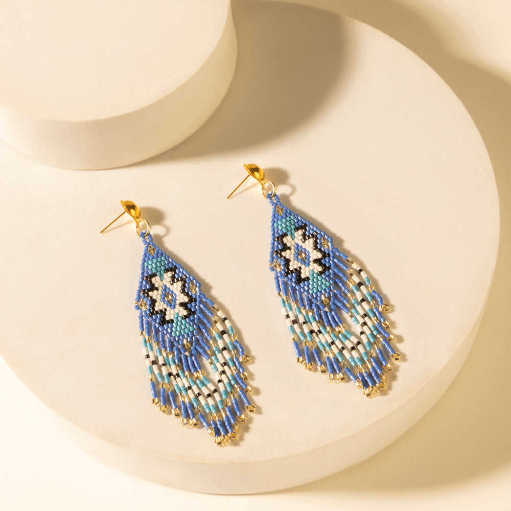 Myra Starfall Fringe Earrings in Cobalt Horizon
