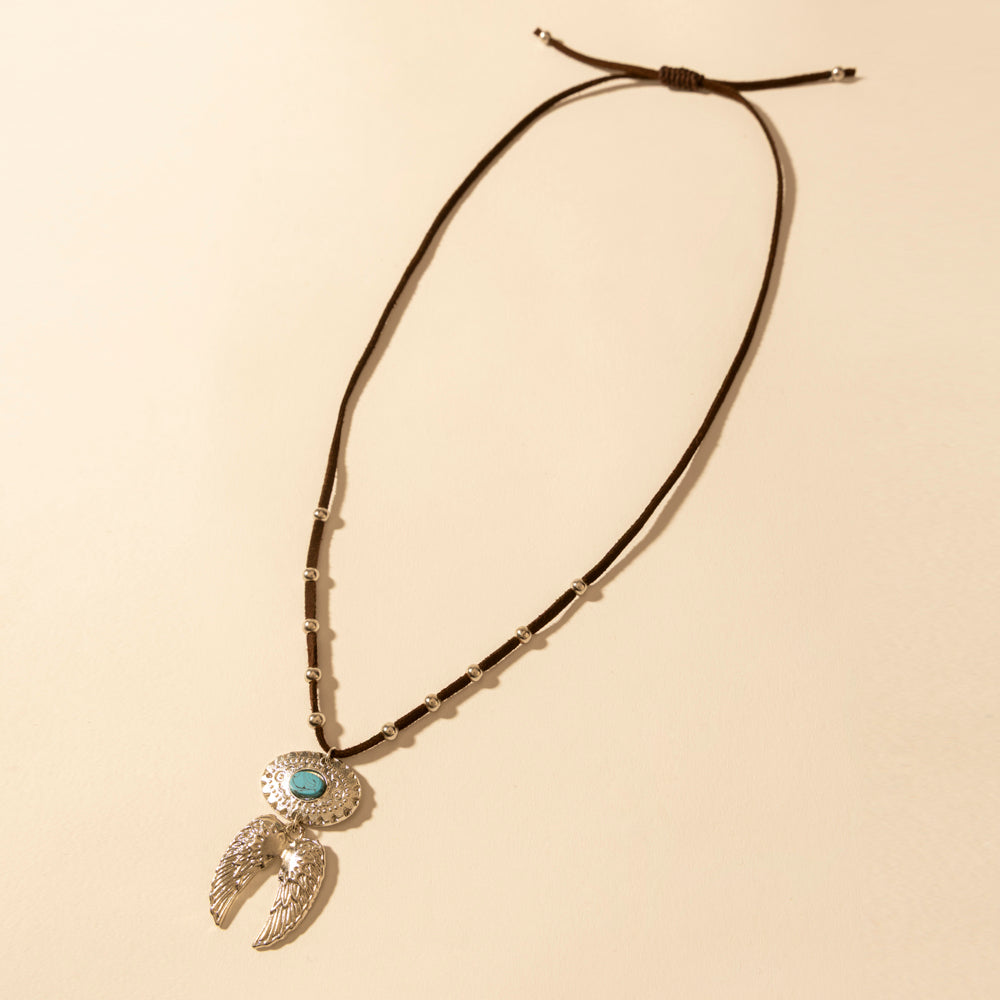 Myra Windspur Feather Necklace in Desert Turquoise