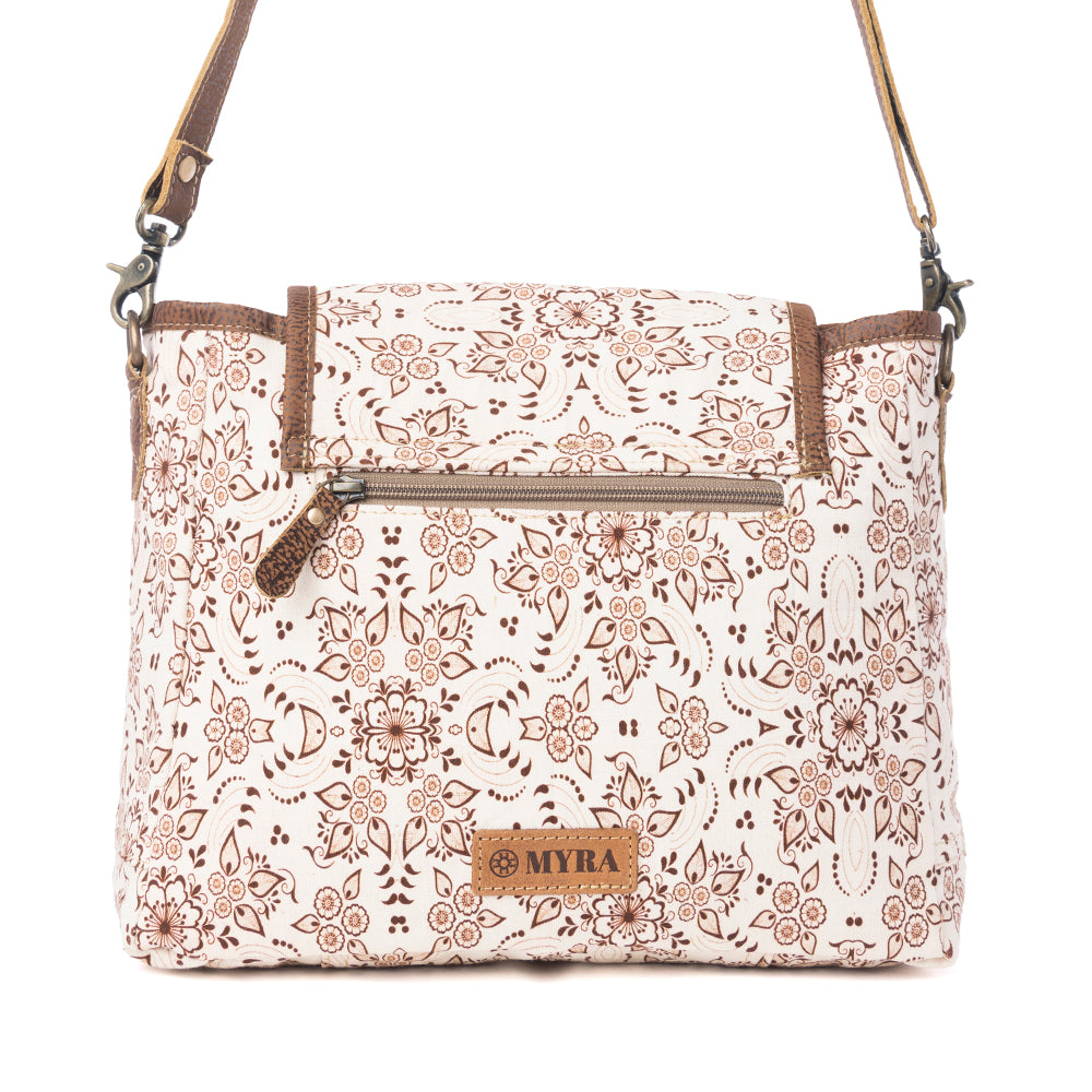 Myra Oakline Cotton & Leather Shoulder Bag in Mocha Beige