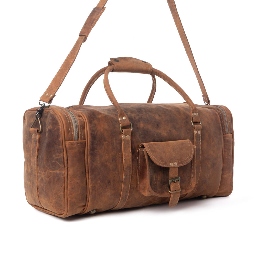 Myra Redmont Leather Traveller Bag in Amber Brown