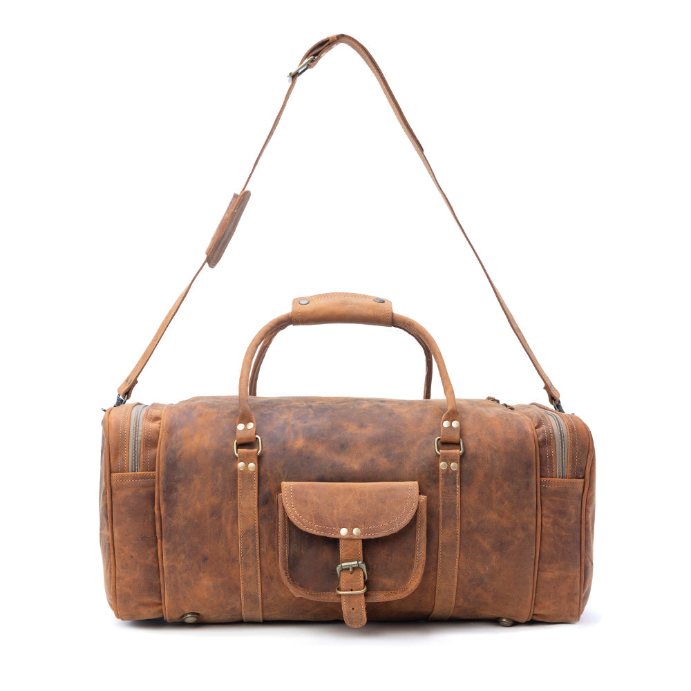 Myra Redmont Leather Traveller Bag in Amber Brown
